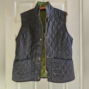 BARBOUR Black Diamond Quilted Vest with Green Interior. Equestrian Style